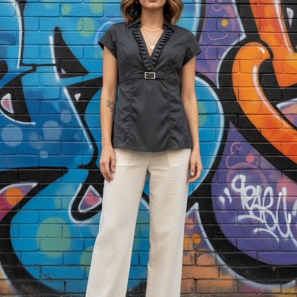 Express Design Studio Ruffle Belted Tunic M - Picture 4 of 12